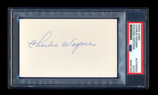 CHARLIE WAGNER SIGNED INDEX CARD PSA/DNA AUTOGRAPHED BOSTON RED SOX WWII VETERAN
