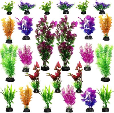 Aquarium Decorations - 2 Pack Artificial Lotus Plant For Fish Tank Decor