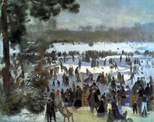 Skating runners in the Bois de Bologne by Renoir Giclee Reproduction on Canvas