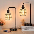 Set of 2 Edison Desk Lamp Bedroom Reading Lamp with 2 USB Ports & AC Outlets US