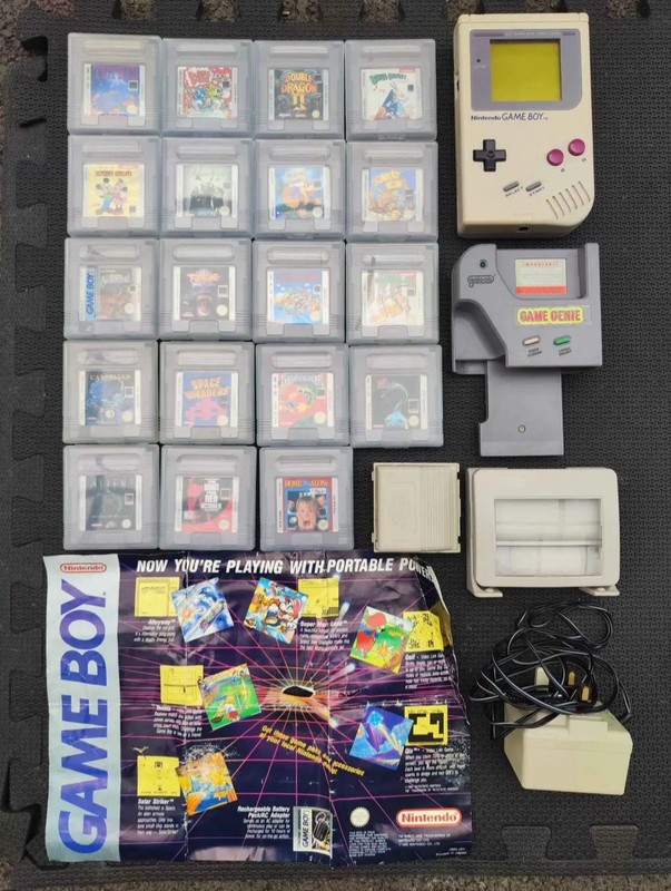 Nintendo Game Boy Original DMG Bundle + 18 Games, Game Genie, Mario, Donkey Kong