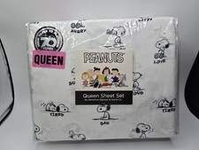 PEANUTS Snoopy Queen Bed Sheet Set Charlie Brown Berkshire Brand New