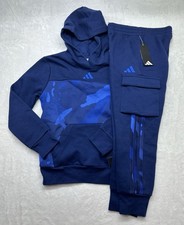 Adidas Boys Hoodie  Jogger Set Size S Navy Blue Regular Fit