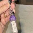Handheld Vanity Mirror Rhinestone Rim Silver-Tone Filigree Handle Purple Base — photo 5