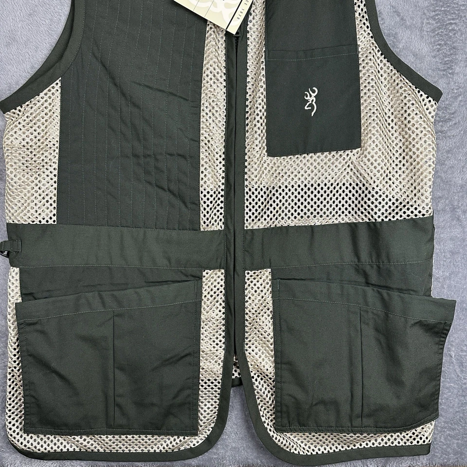 Browning Reactar Shooting Hunting Vest Mens L Trapper Creek Mesh Green Beige NWT - Image 4 of 4