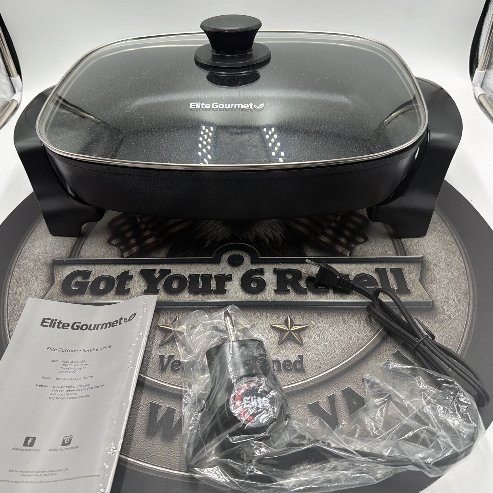Elite Gourmet Grill EG-6203 Extra Deep 16"x13"x3.2" Scratch Resistant, 10.5Qt