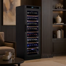 102 Bottle Intelligent Temperature-Controlled Multi-Tiered Wood Wine Cabinet 