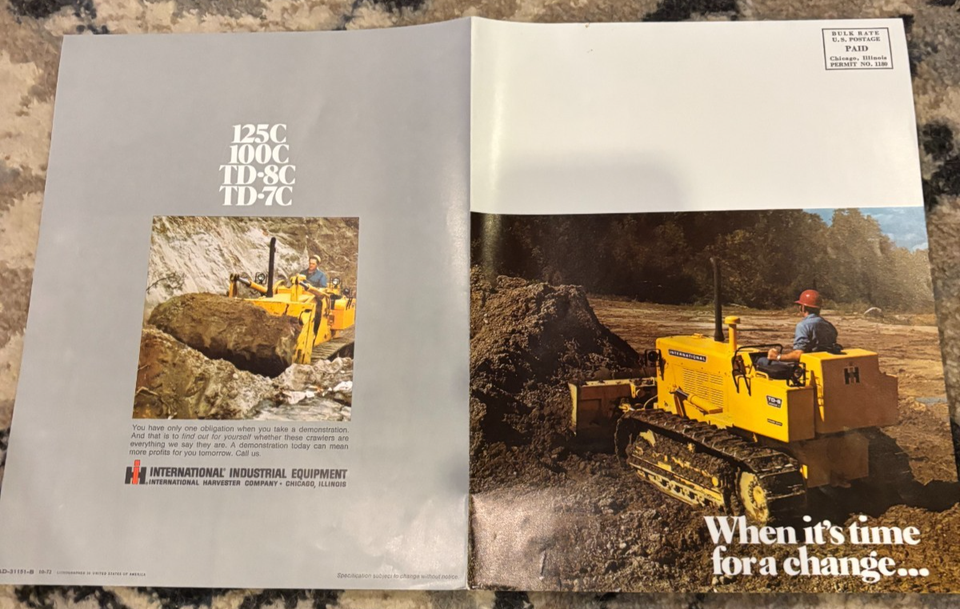 International Harvester TD-8C TD-7C Dozer 125C 100C Loader Brochure ...