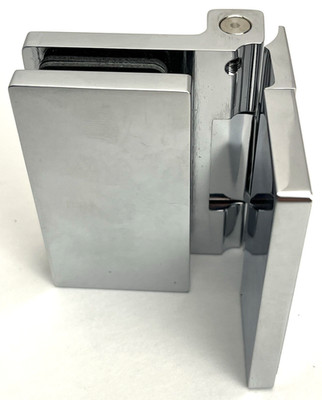 CRl Como 90° Glass-Wall Hinge with cover Plates Chrome COM044CH Outswing