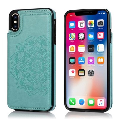 Für iPhone XR Doppelschnalle Mandala Pattern PU + TPU Schutzhülle mit