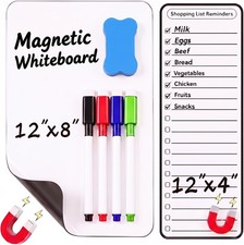 Dual-Sized Magnetic Whiteboard Set for Fridge 4 Markers and Eraser