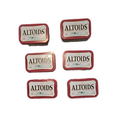 Lot of 6 Empty Red Altoids Tins Metal Storage For Geocaching Fishing Crafts DIY 