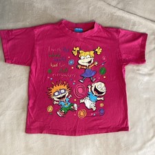 Vintage 90s Girls Nickelodeon Rugrats Pink T-shirt Size 6x Angelica, Tommy