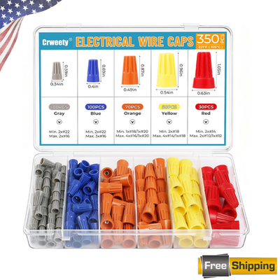 #ad 350Pcs Electrical Wire Connectors Nuts Colorful Wire Caps Kit Twist Caps Nuts $13.50