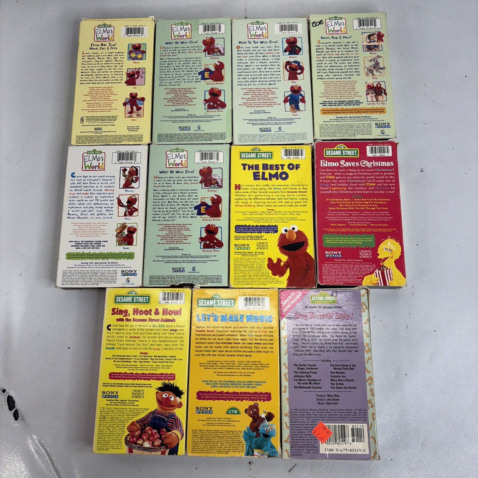 Sesame Street Elmo's World VHS Lot 11 Tapes Kids Movie Sing Along VTG ...