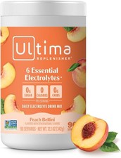 Ultima Replenisher Daily Electrolyte Powder Drink Mix 90-Serving Peach Bellini