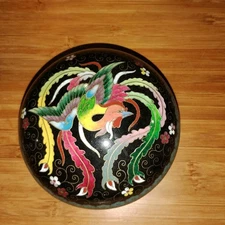 Beautiful Antique Japanese Cloisonne Tea Ceremony Box- Kogo Phoenix 