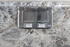 Hubbell HBLSS84X 2 Outlet Opening Silver Stainless Steel Weatherproof Wall Plate