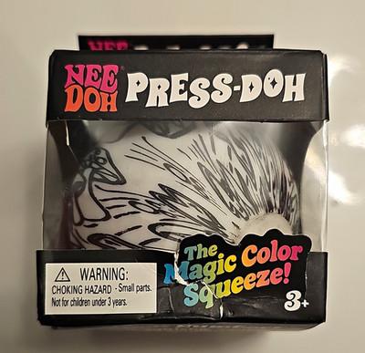 Nee Doh Press-Doh Color-Changing Squeeze Ball Stress Toy, Black/White
