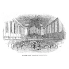 BIRMINGHAM Interior of The Town Hall - Antique Print 1843