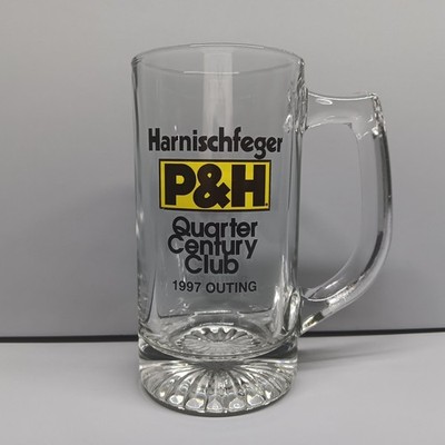 Vtg 1997 P&H Mining HARNISCHFEGER Quarter Century Club Glass Beer Mug Milwaukee