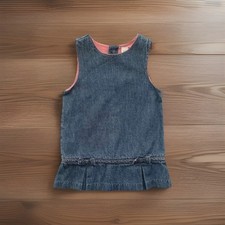 Vintage Y2K Gap Baby Girls Denim Jumper Dress Blue Sleeveless Size 6-12M