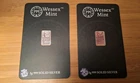 Wessex Mint 2 x 1g .999 Solid Silver Bars - George + Dragon - gift bullion bars