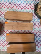 Bamboo Drawer Organizer Set of 4 – Cutlery, Utensil, Drawer Storage, Vanity Tray