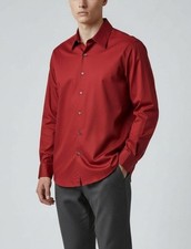 Geoffrey Beene Mens Size M 15.5 32/33 Red Button-Down Dress Shirt Classic