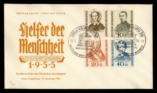 DR WHO 1955 GERMANY FDC PORTRAIT SEMI POST COMBO M75561