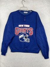 Vintage New York Giants Henley Sweatshirt Mens Large Blue NFL Football Aim