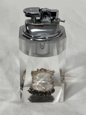 Vintage 60's-70's Oyster w/ Pearl Lucite Gas Lighter by Penguin Japan - Read