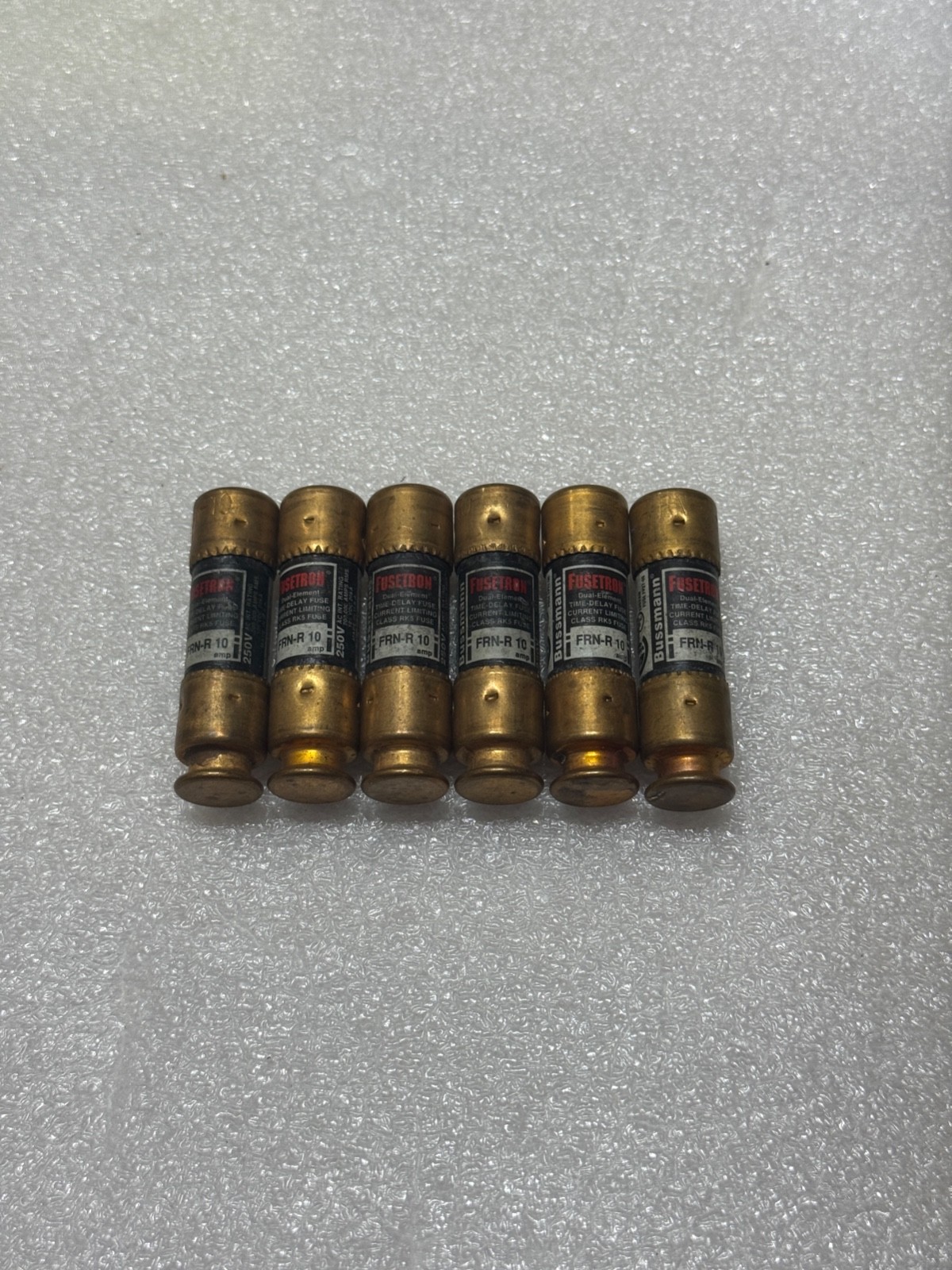 Lot Of 6 New Bussmann Frn-R-10 Time Delay Fuse 10A 250Vac