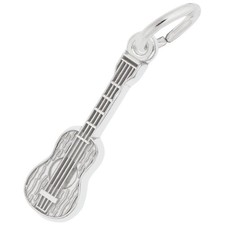 Small Acoustic Guitar Charm - Metal - Sterling Silver
