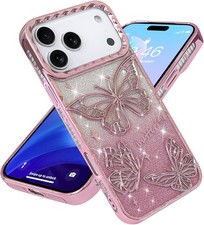 For iPhone 17 Pro Max 17 Air 16 15 14 13 12 11 Glitter 3D Butterfly Phone Case