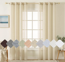 MIULEE Rideaux Salon 140x225 cm Rouge | 2 Panneaux Lin Semi-transparent Vintage