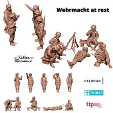WWII German Resting Soldiers Set (10) Various Scales Historical Wargaming
