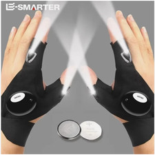 LED Flashlight Gloves Night Fishing Cycling Waterproof Fingerless 1 Pair