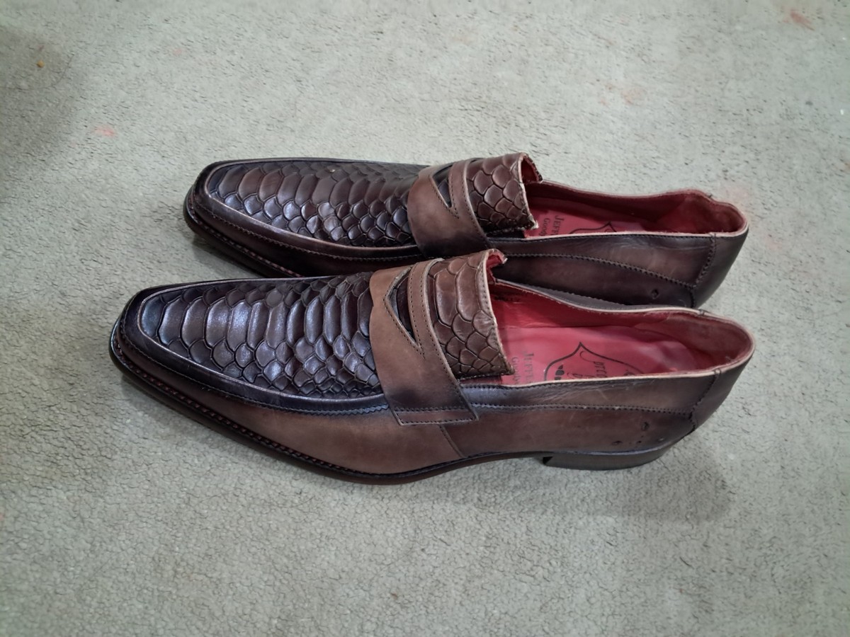 Jeffery West Checked Melly Brown Leather Goodyear Loafer Men Shoes