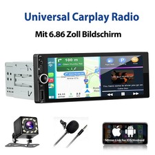 6.86" Apple Carplay Autoradio 1 DIN GPS Navi Android Auto KAM USB Mit Bildschirm