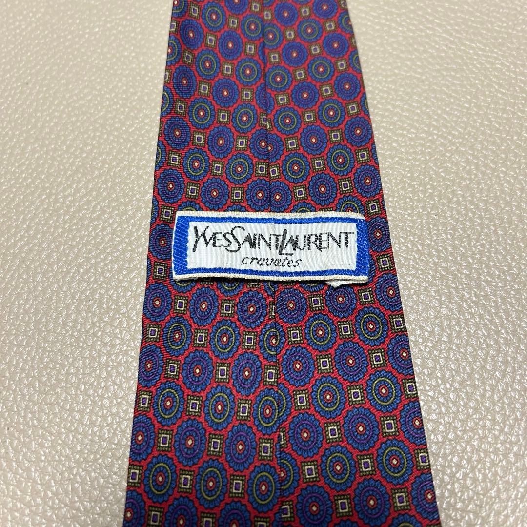 Yves Saint Laurent tie, striped, dotted, checked, red color. image 4