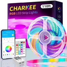 110FT Lights for Bedroom, RGB Color Changing Lights with Music Sync, Bluetoot...