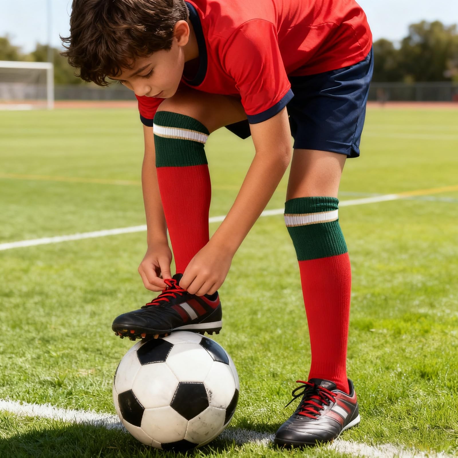 Kid Portugal National Team Style Soccer Football Socks Over-The-Calf Knee Hig... image 5