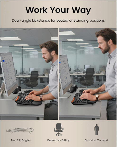 SABLUTE Ergonomic Wireless Keyboard and Mouse Combo, 2.4G Wireless