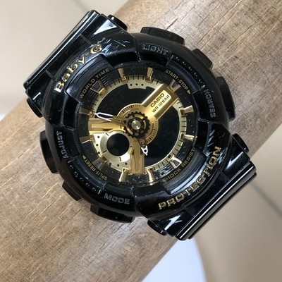 Casio Baby-G Womens BA-110 Black Rubber Quartz Analog Digital Watch 7 1/4''