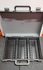 Vintage Hard Gray Plastic Audio Cassette Travel Case Holds 36 Cassettes