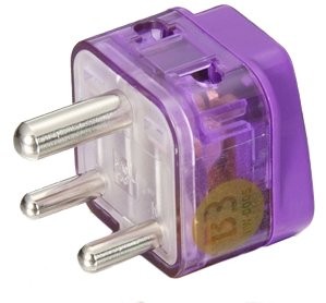 AC POWER TRAVEL ADAPTER PLUG FOR INDIA and more / WITH DUAL PLUG-IN Purple 