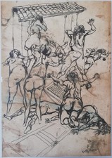 Renato Guttuso - Fuga dall'Etna (studio n 2)  - Fotolito 1938