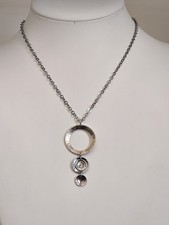 Retired Silpada N1709 Sterling Silver Hammered Circle Disc Spiral Swirl Necklace