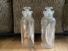 Old Glass Jars With Leaf Images Lot Of Two — photo 1